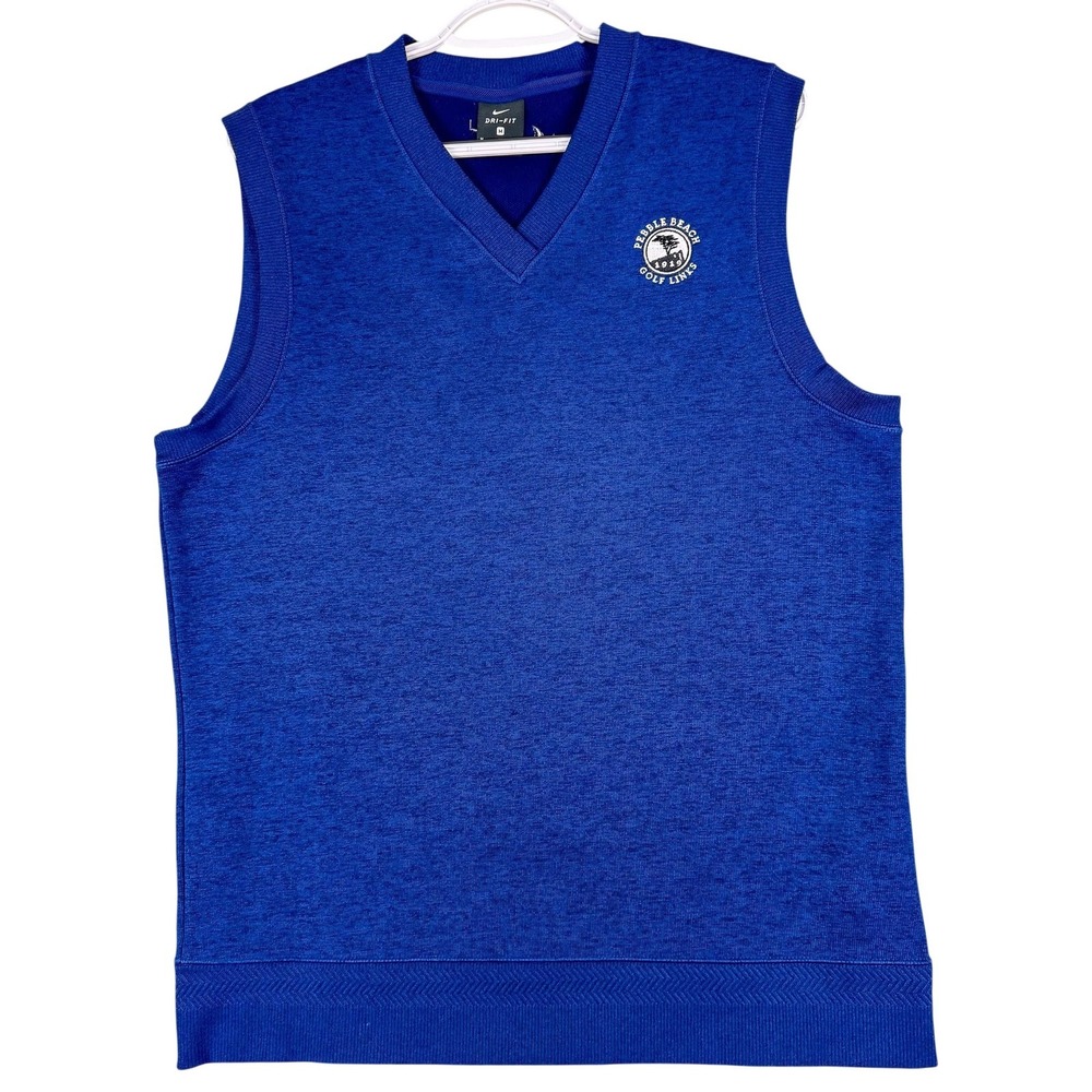 Nike Pebble Beach Sweater Vest Mens Medium Blue Dri Fit Golf Pullover AV5225-492